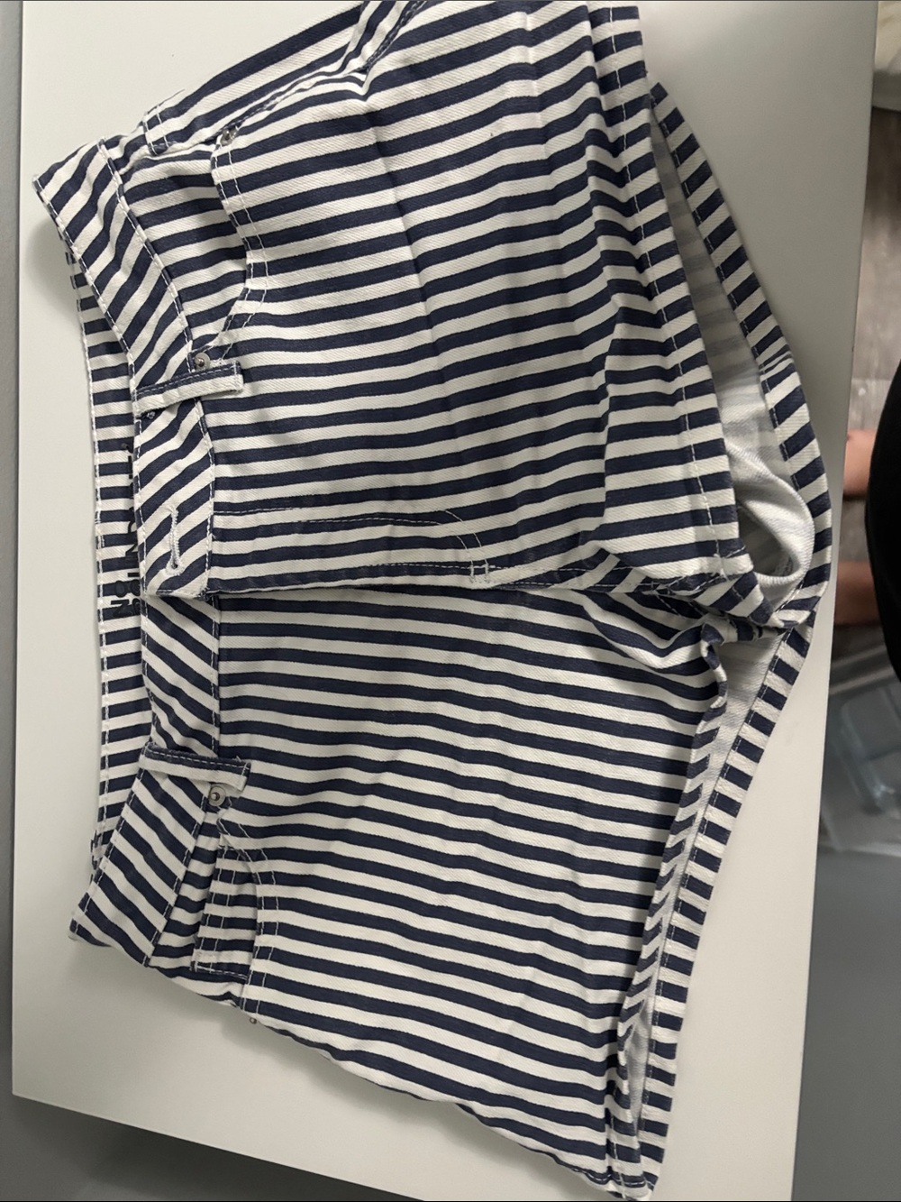 No Boundaries Navy and White Striped Girls' Shorts